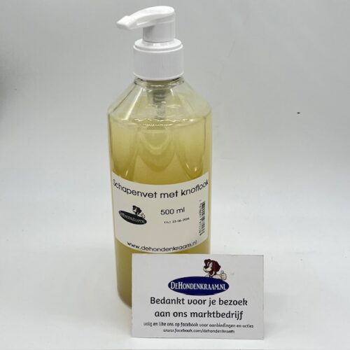 schapenvet met knoflook. voor een gezonde huid en vacht van de hond.